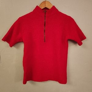 1950s Red Wool Blend Knit Short Sleeve